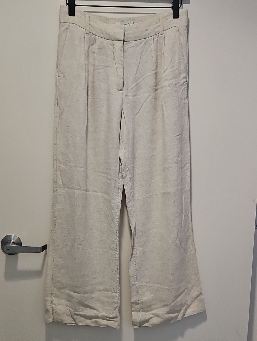 Abercrombie & Fitch Women's Wide-Leg Linen Blend Pants in Cream